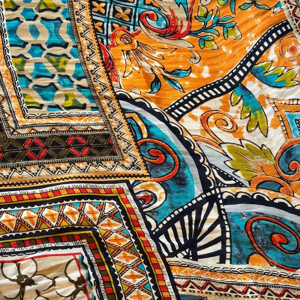 🌸 Colorful, Vibrant, Patterned Bohemian-inspired Design Scarf 70” - Picture 6 of 6